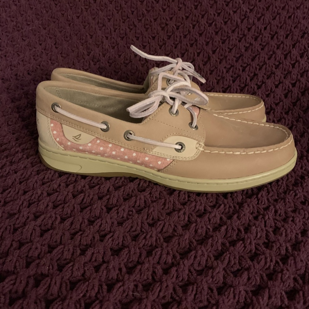NWOB Sperry US 8.5 Tan Pink Dot